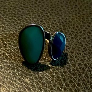 Vintage Silver Blue Gemstone Link Ring